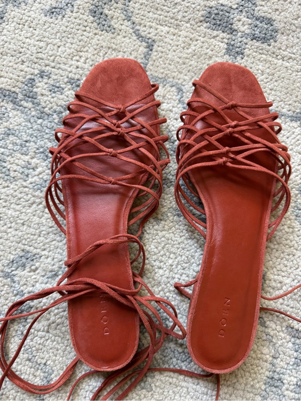 Doen Suede Lace-Up Rust Color Sandals - Picture 3 of 7